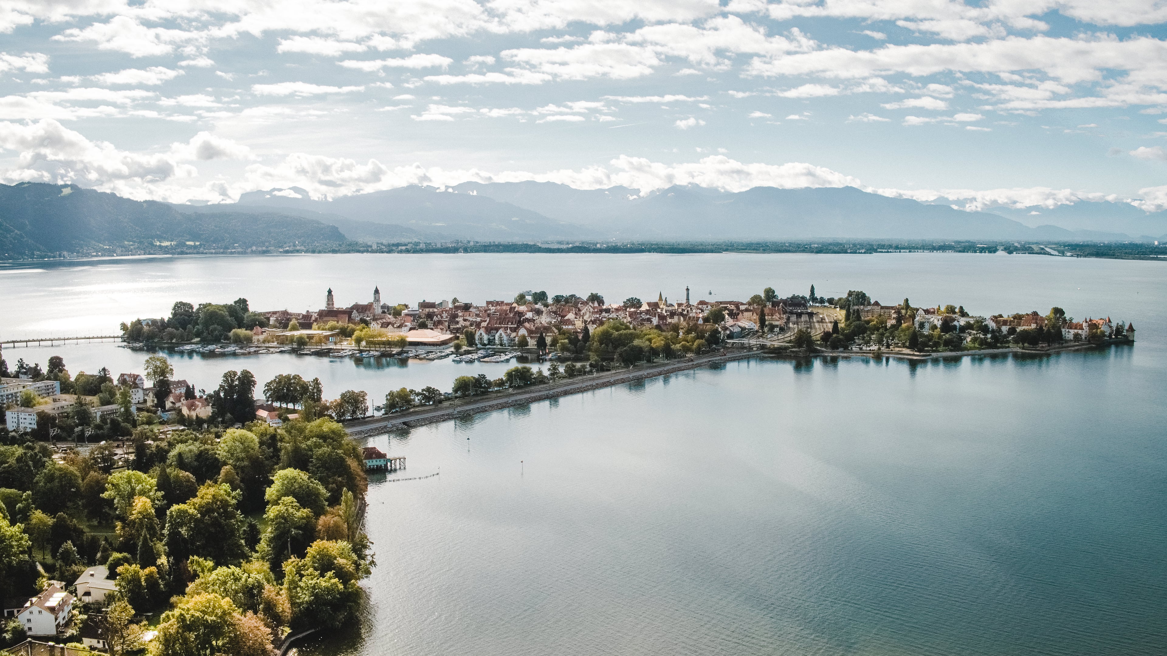 Luftbild der Insel Lindau im Bodensee